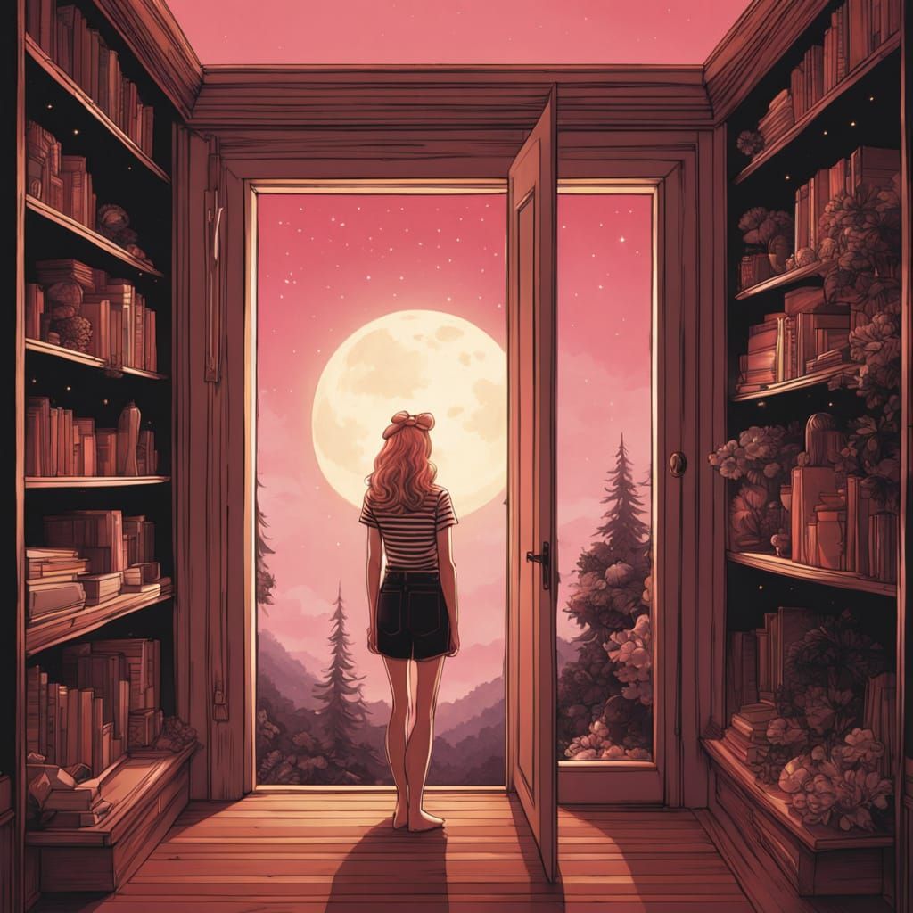 Fantasy Woman in Fairyland Doorway, Digital Painting