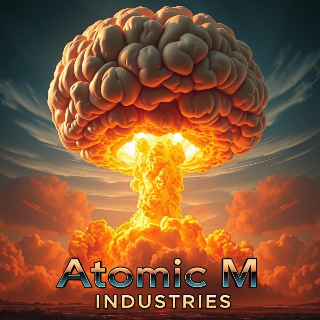 Brain-Shaped Nuclear Cloud: Futuristic Concept Art