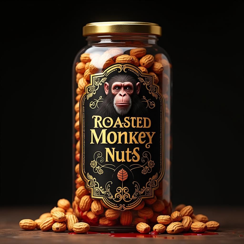 Monkey Adorns Luxurious Peanut Jar Label