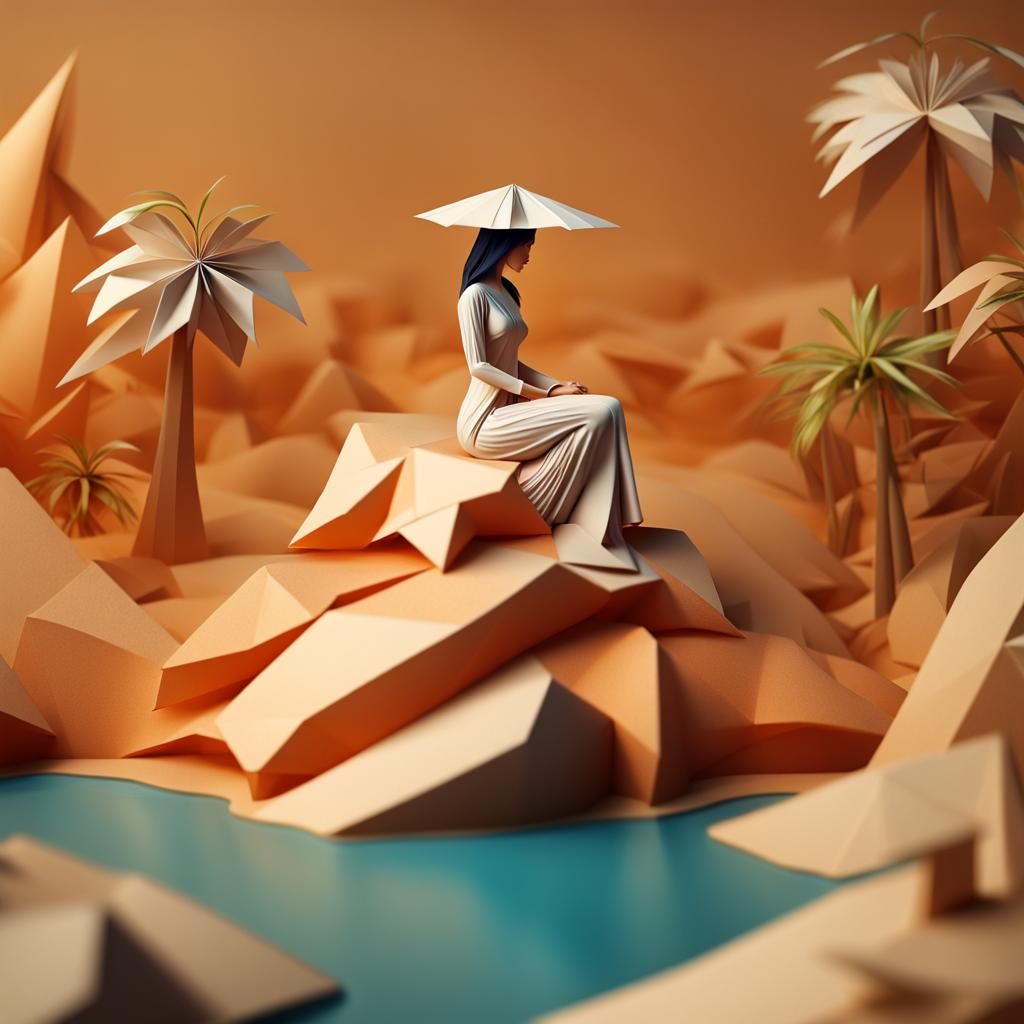 Island Oasis: A Detailed Papercraft Masterwork