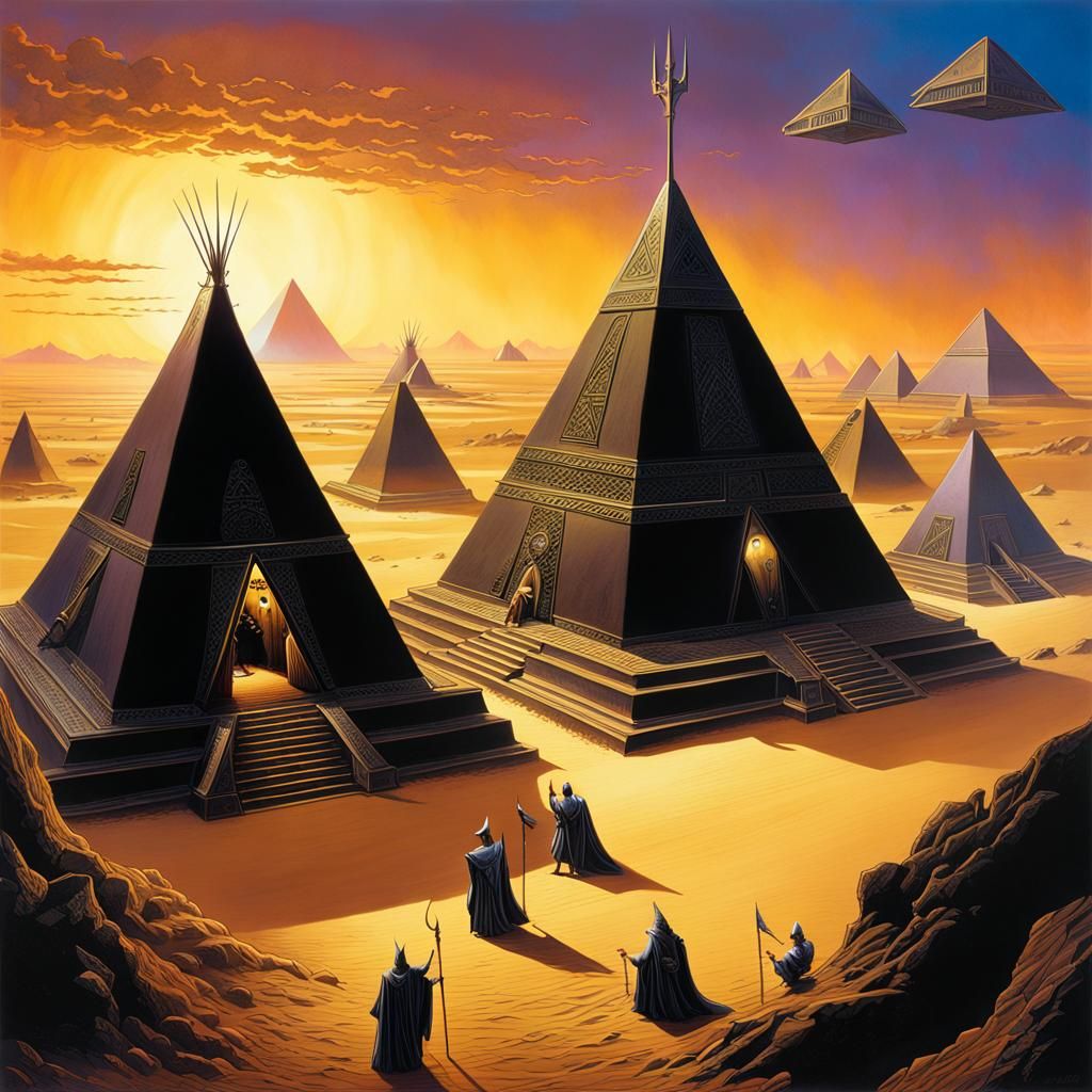 Mystical Emperor's Court on Black Pyramid Sands