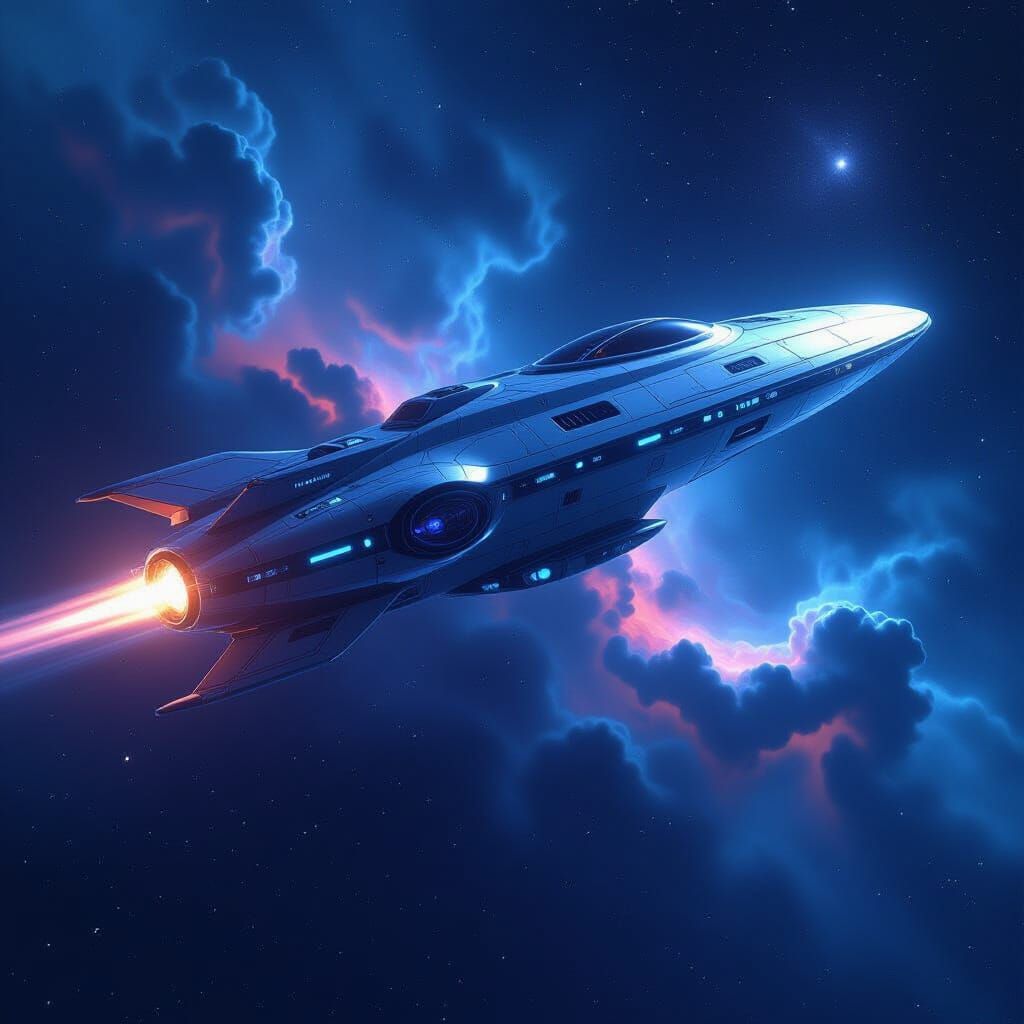 Silver Spaceship Navigates Dystopian Universe