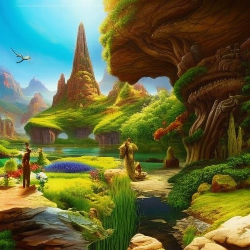 Sci-Fi Alien Zen Garden with Cosmic Sky