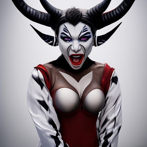 Hyperrealistic Portrait of a Demonic Woman
