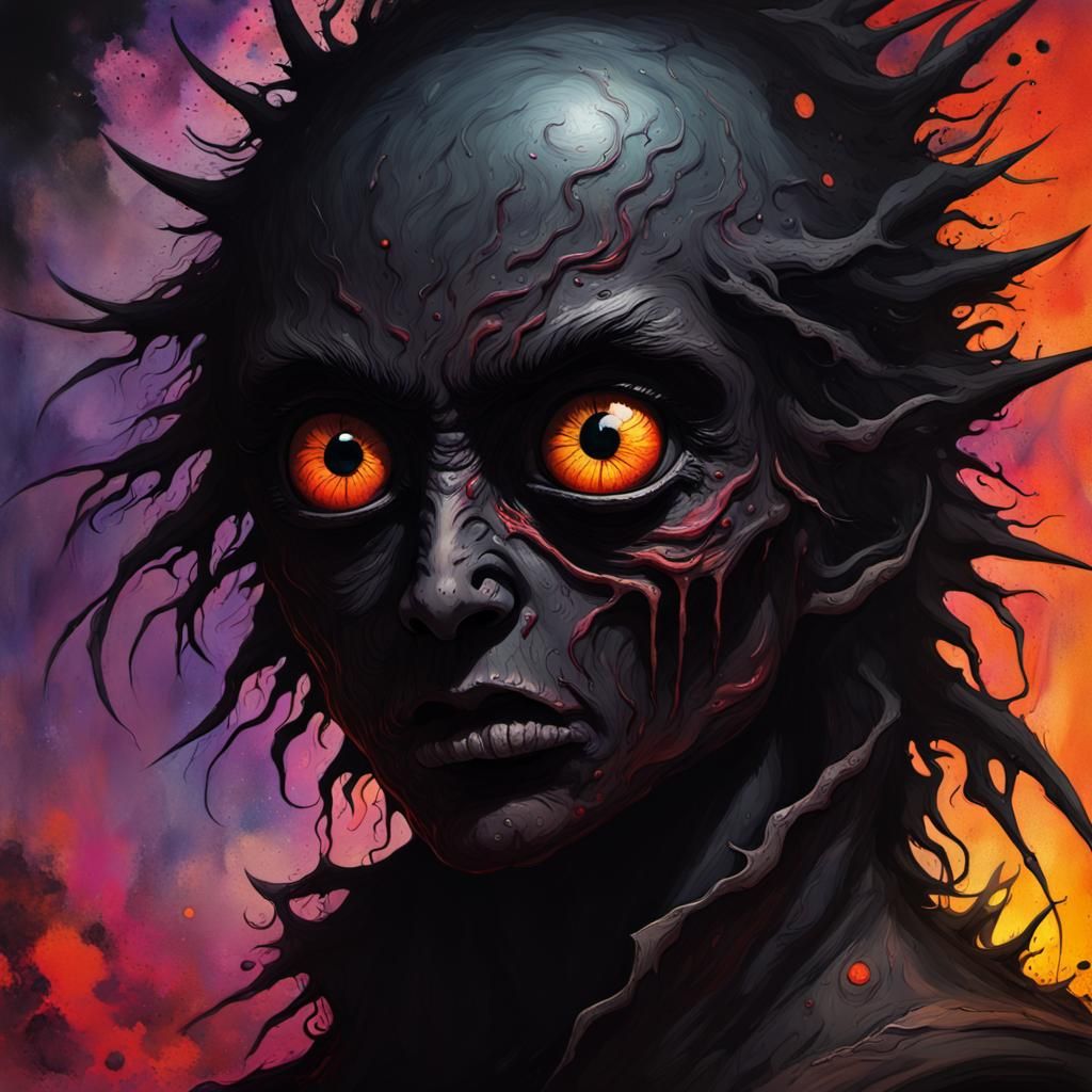 Eerie Dark Fantasy God in Oil Paint Style