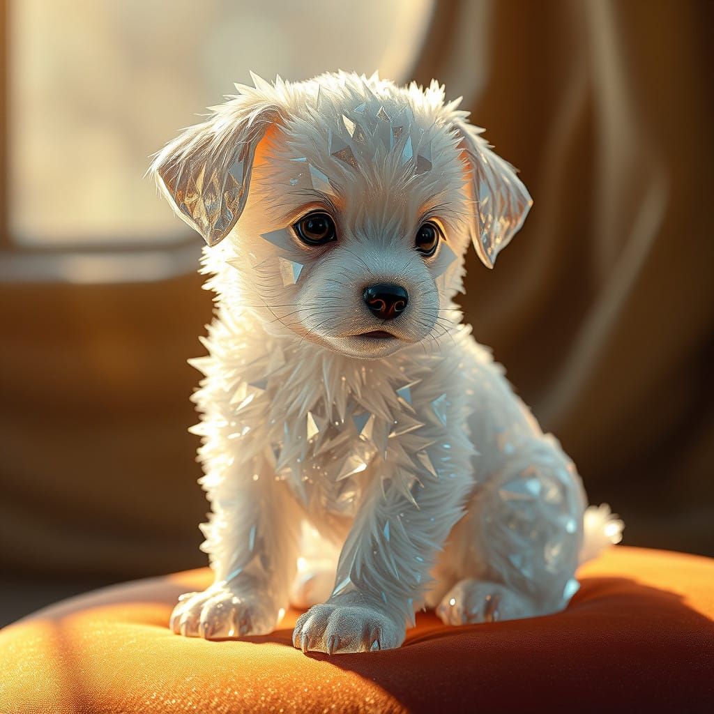 Crystal Puppy in Futuristic Artistic Style