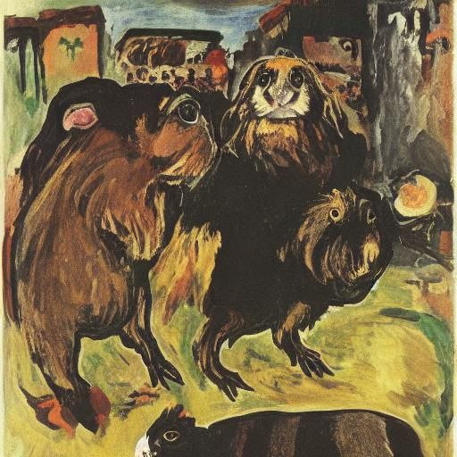 Surreal Guinea Pig Portrait in Expressionist Style