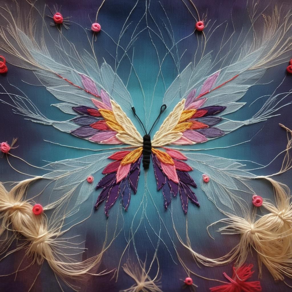 Textured Abstract Patchwork Design with Sewing Elements