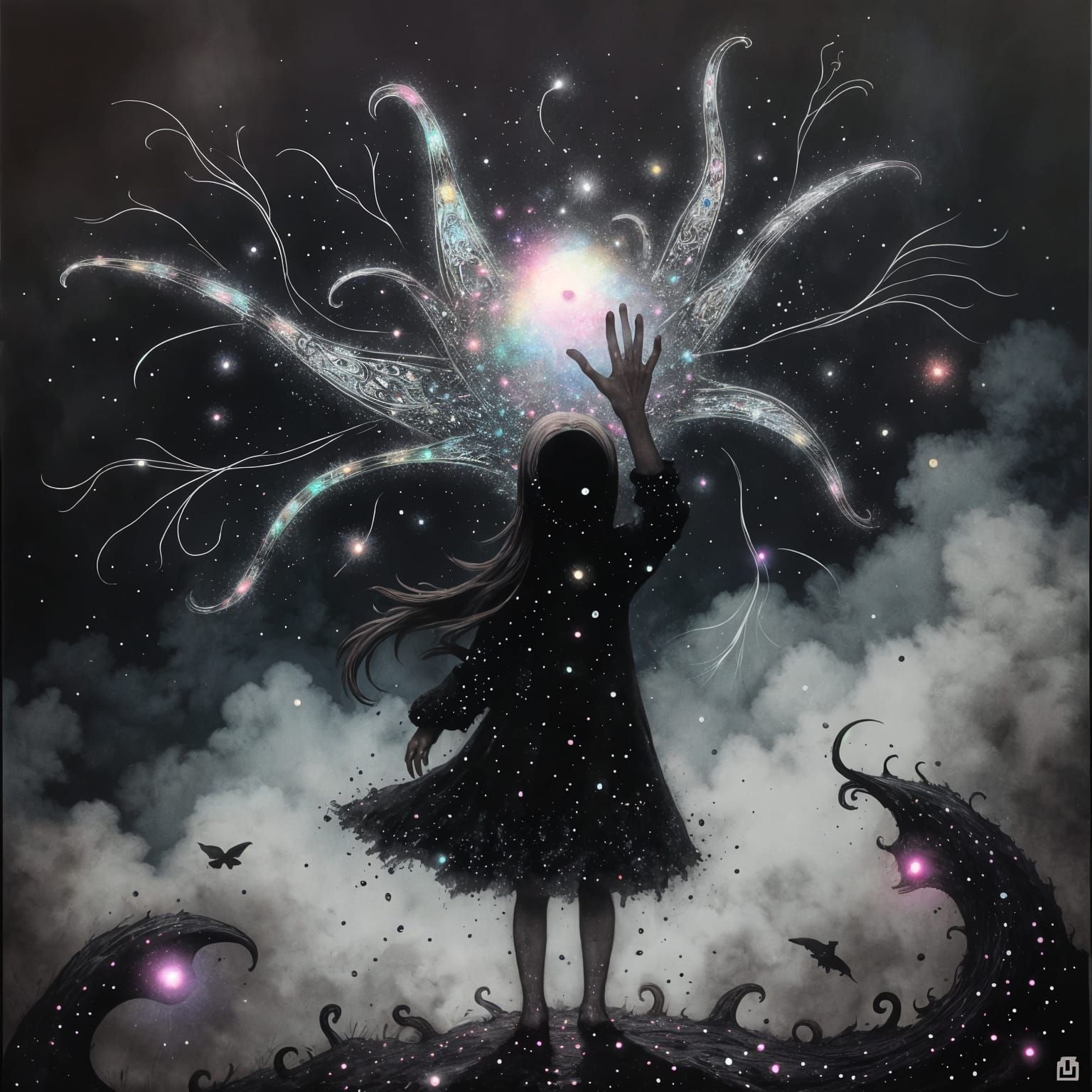 Demiurge and Compulsion: Beksiński-Inspired Watercolor