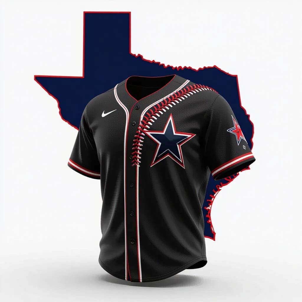 Fantasy Baseball Jersey Concept Art with Texas Outline