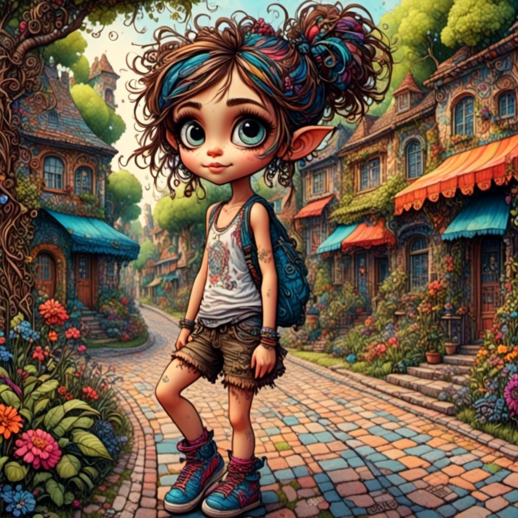 Whimsical Chibi Street Dancer in Dreamscape Ambiance