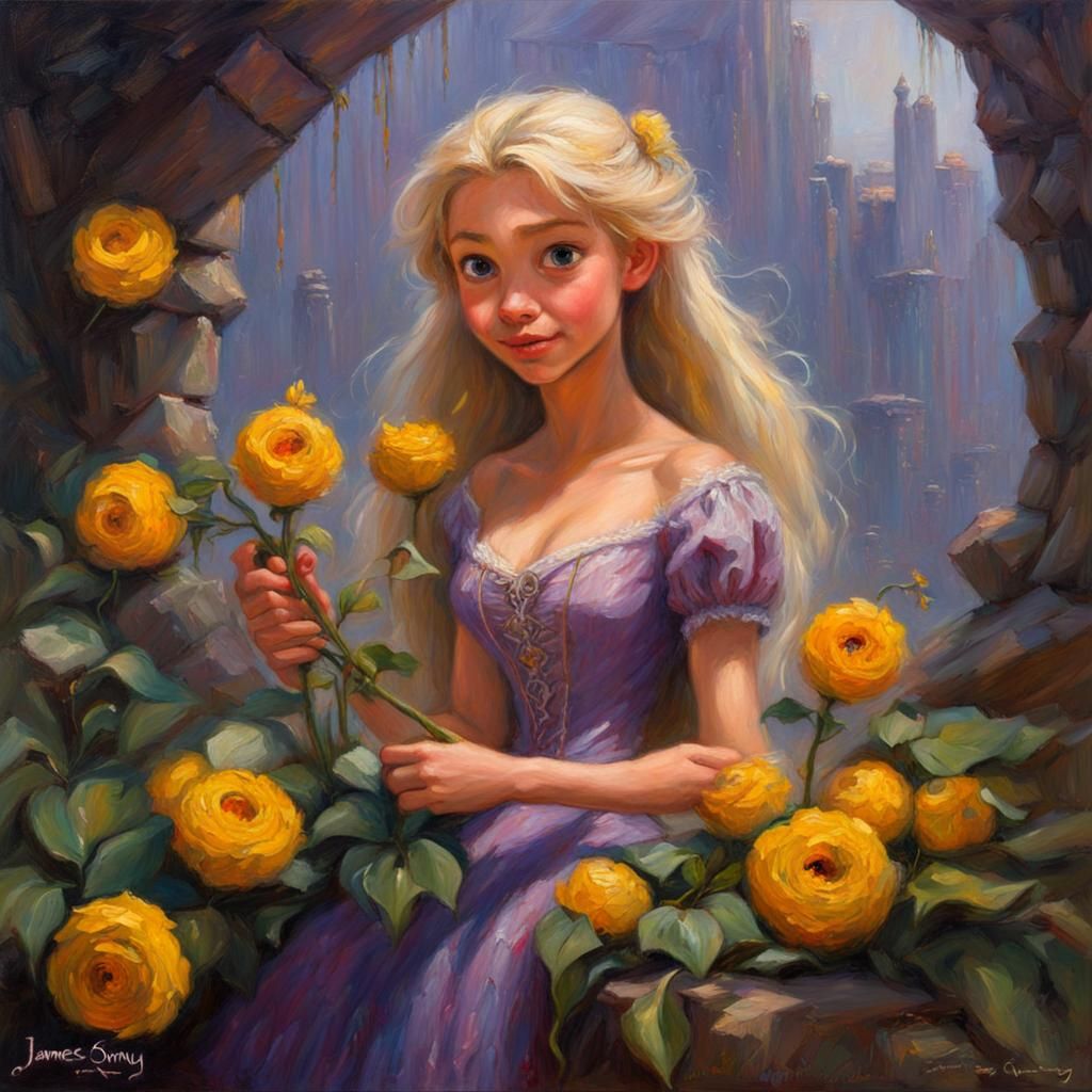 Magic Flower from Tangled: Oil Painting