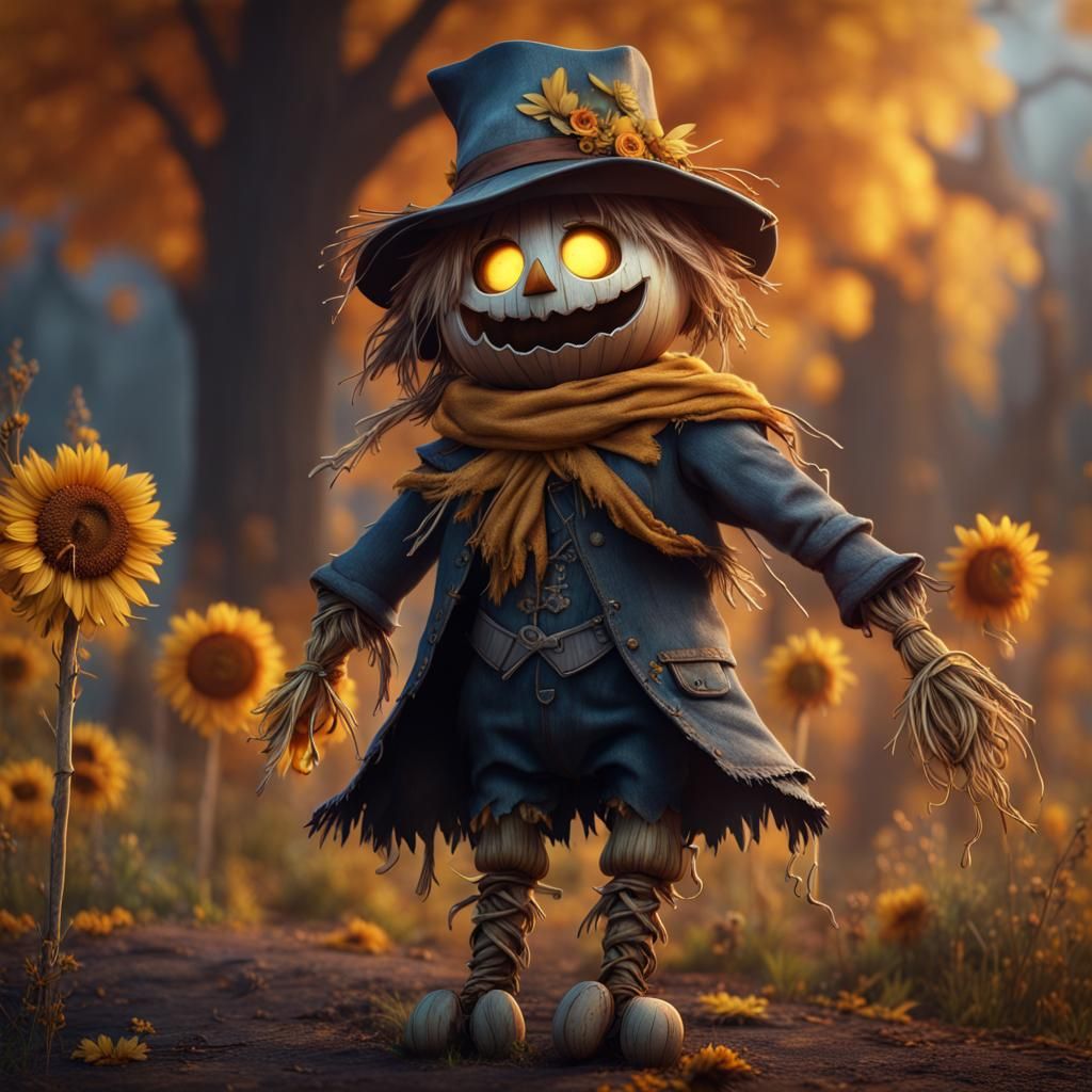 Fantastical Cute Scarecrow in Detailed Matte Painting