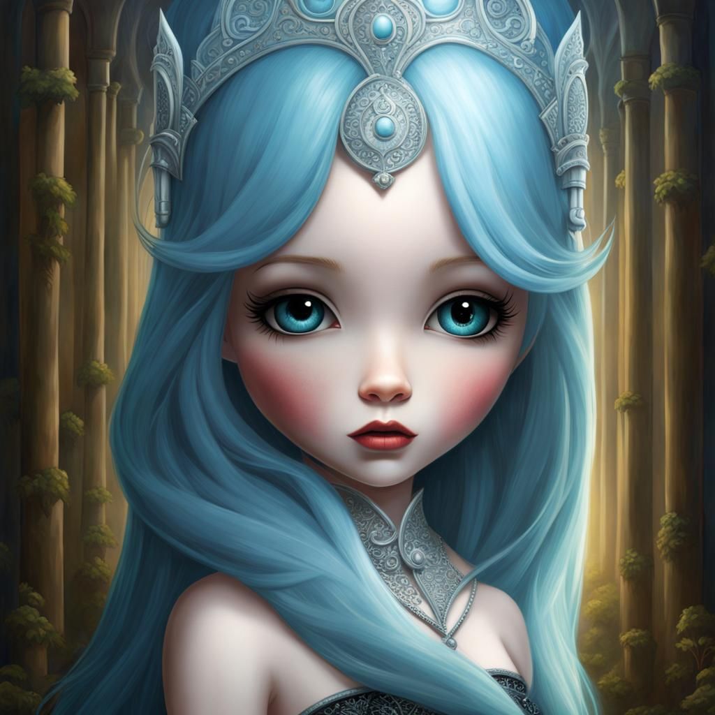 Chibi Goth Anime Girl in Gothic Castle