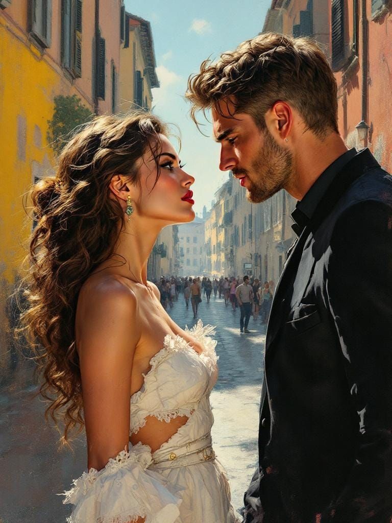 Italian Figure Study in Rome, Impasto Painting