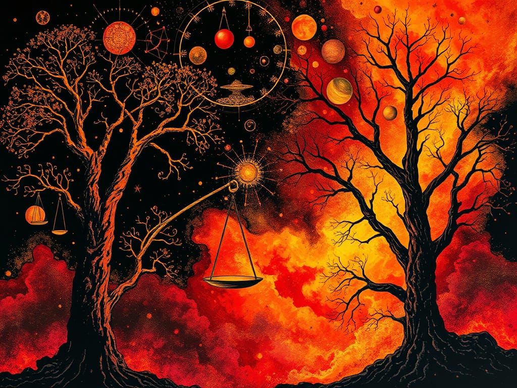 Surreal Golden Landscape with Ethereal Trees and Metaphysica...