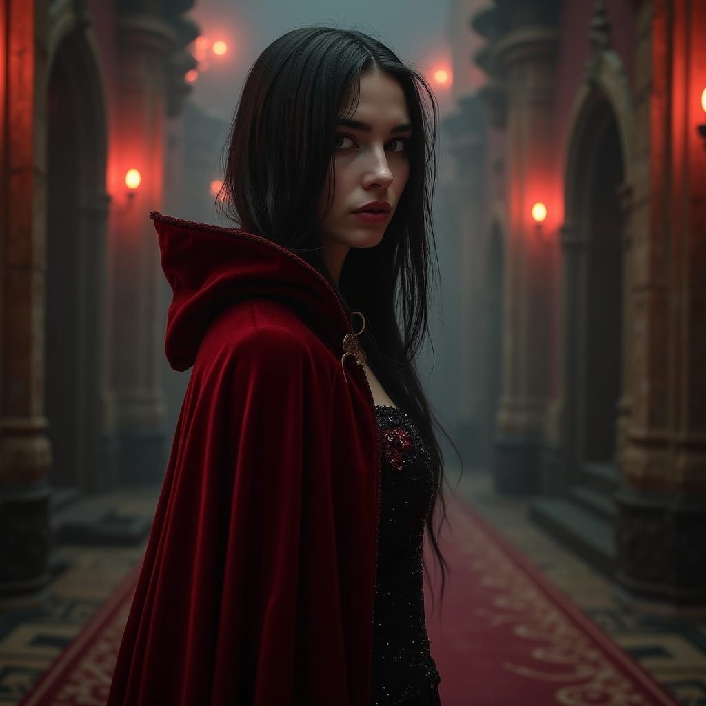 Vampire Girl in Castle: Gothic Dark Romanticism