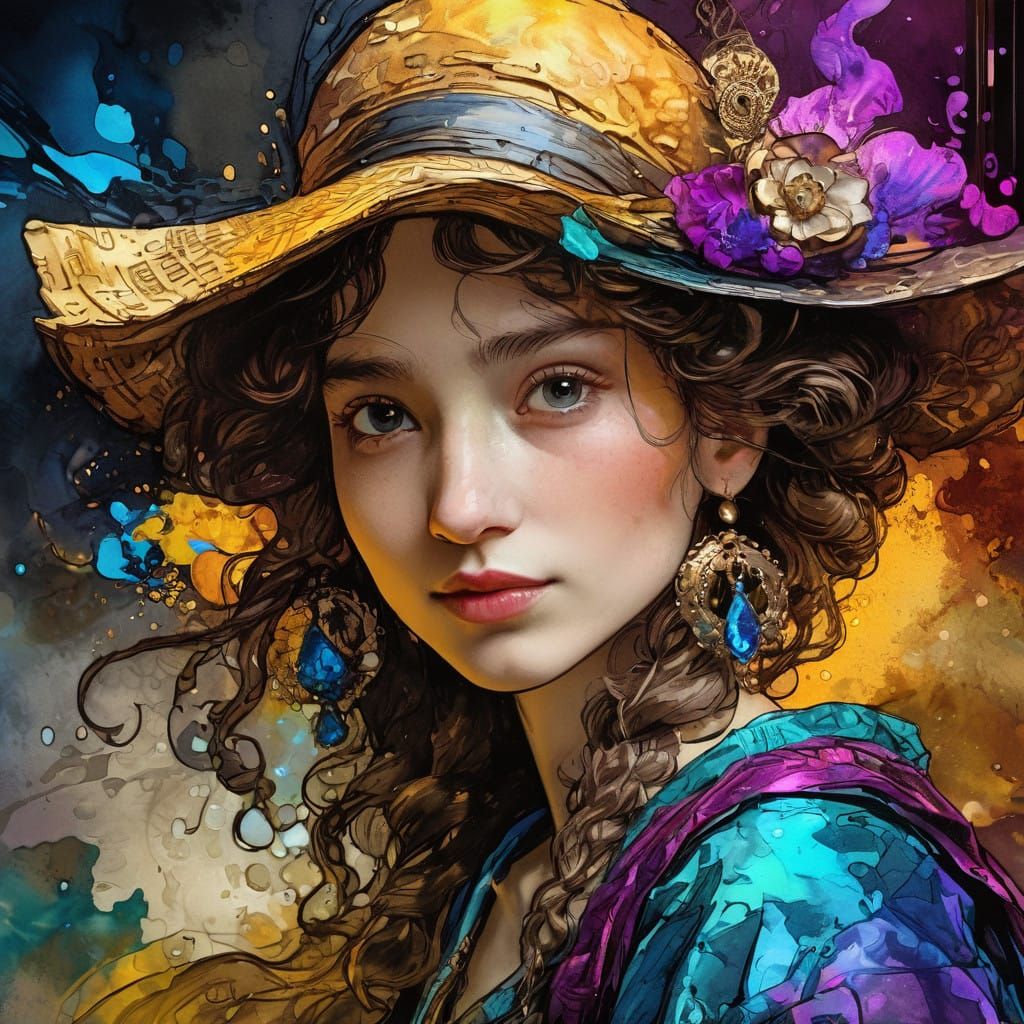 Ethereal Portrait in Vibrant Triadic Colors