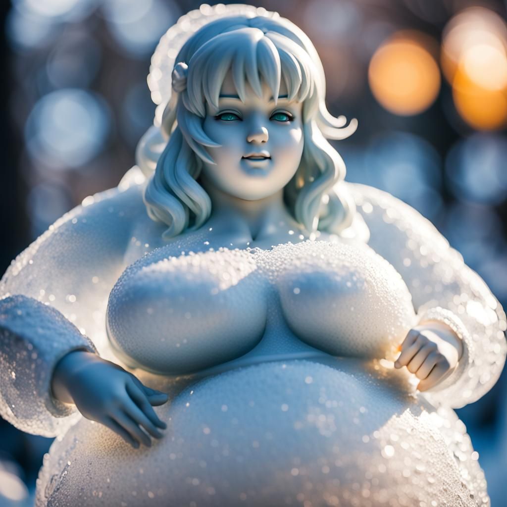 Icy Anime Girl Statue: Professional Photography