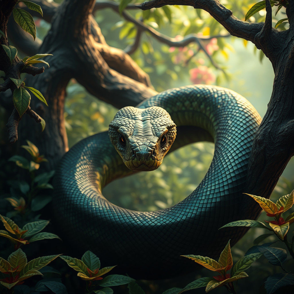 Majestic Iridescent Viper in Garden of Eden