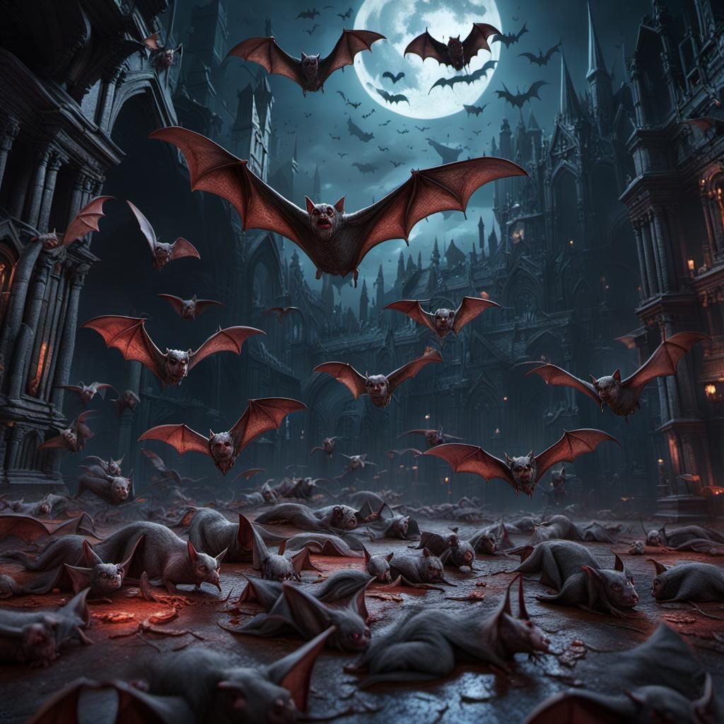 Fantastical Vampire Bats in Detailed Matte Painting