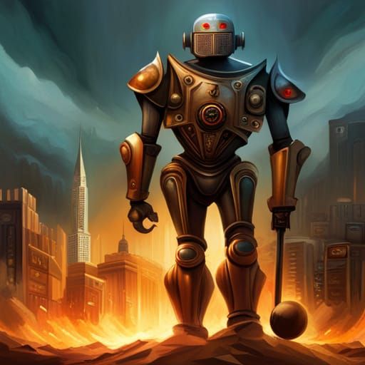 Robot Baseball Player in Post-Apocalyptic Future