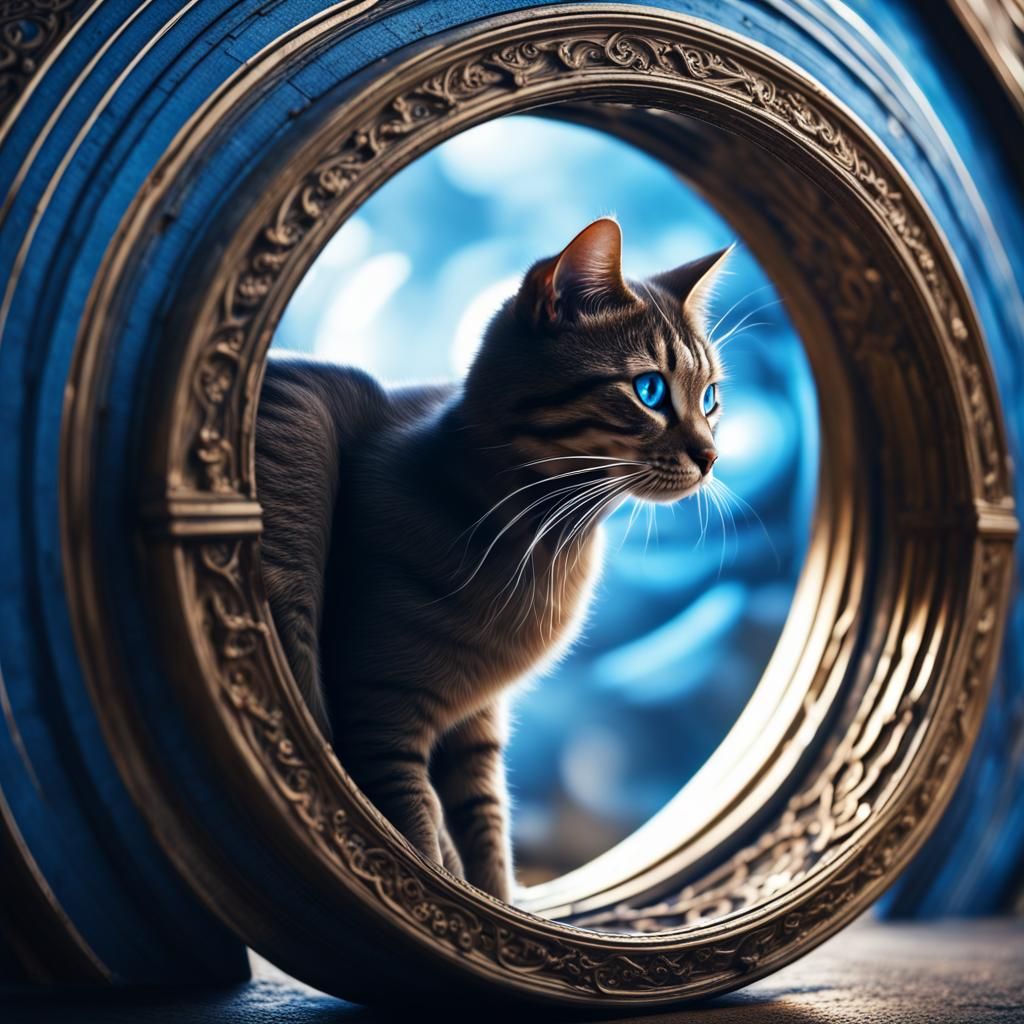 Hyperrealistic Portal Cat Emerges