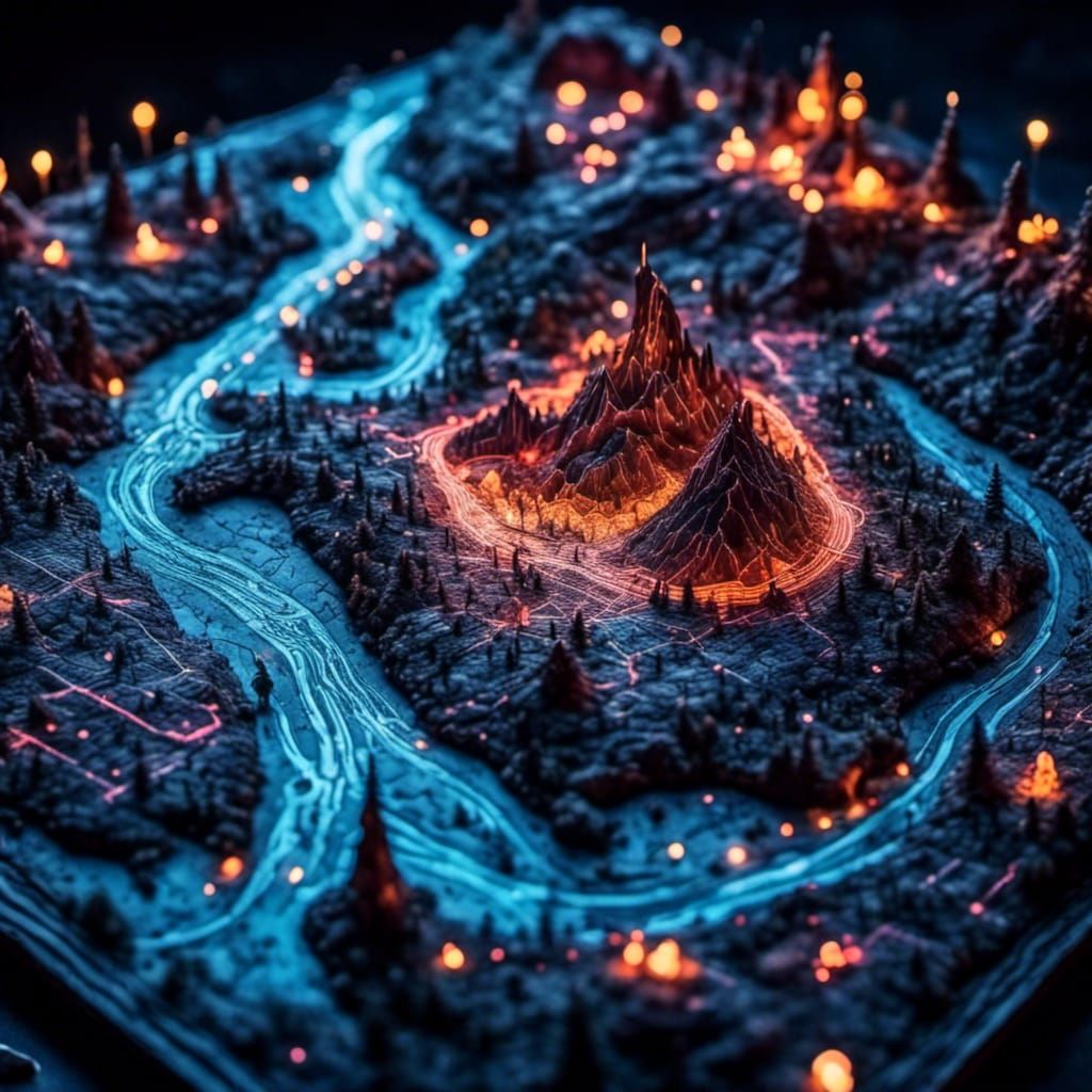 Futuristic Levitating Tabletop Map in 3D