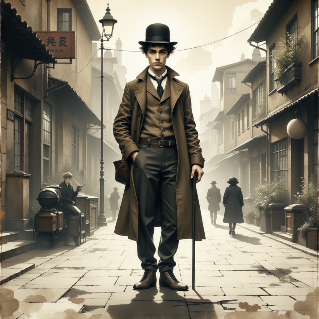 Charlie Chaplin in Classic Silent Film Style