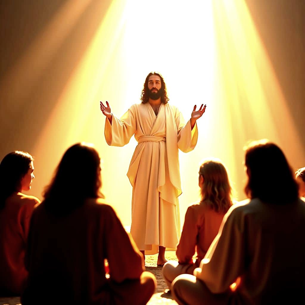 Jesus Praying with Disciples: Detailed Matte Painting