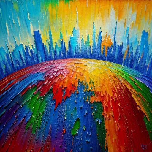 Expressionist Glitch Art in Impasto Acrylic Style