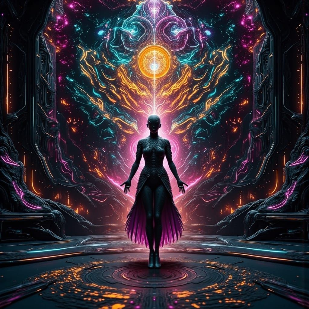 5th Dimensional Being in Psychedelic Digital Matrix