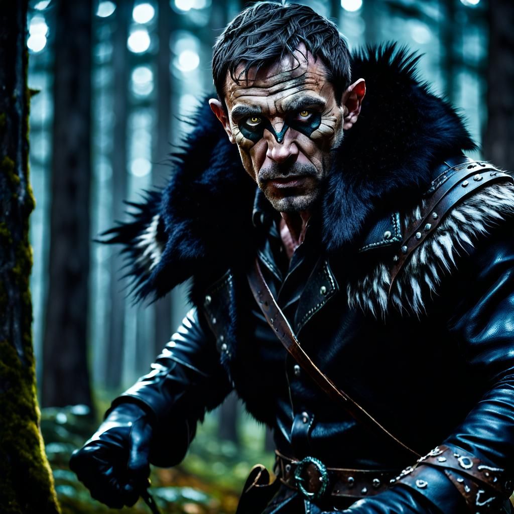 Elvish Hunter Stalks Prey in Magical Forest