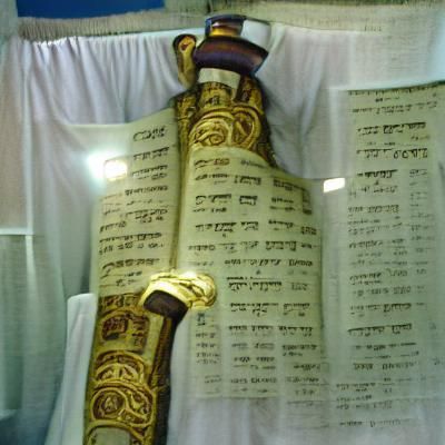 Ornate Torah Scroll with Hebrew Calligraphy
