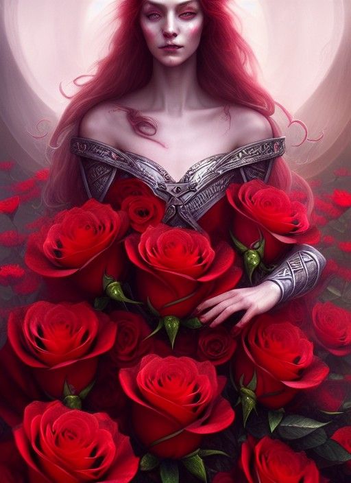 Rose Knight in a Celtic Fantasy Landscape