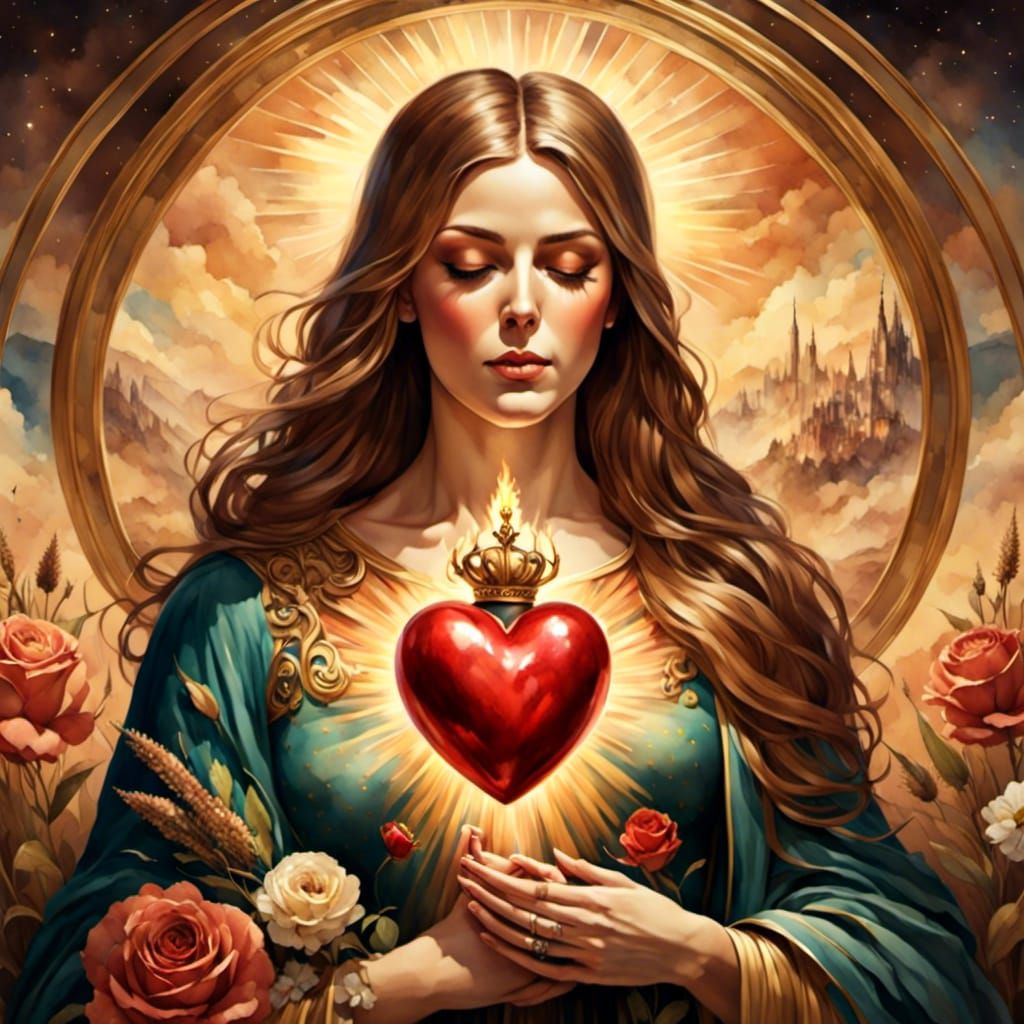 Sacred Heart Tattoo in Watercolor Style