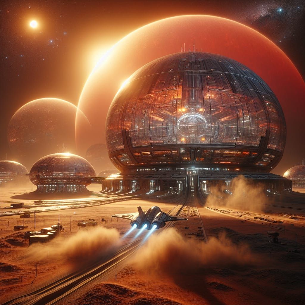 Distant Planet Colony in Epic Sci-Fi Style