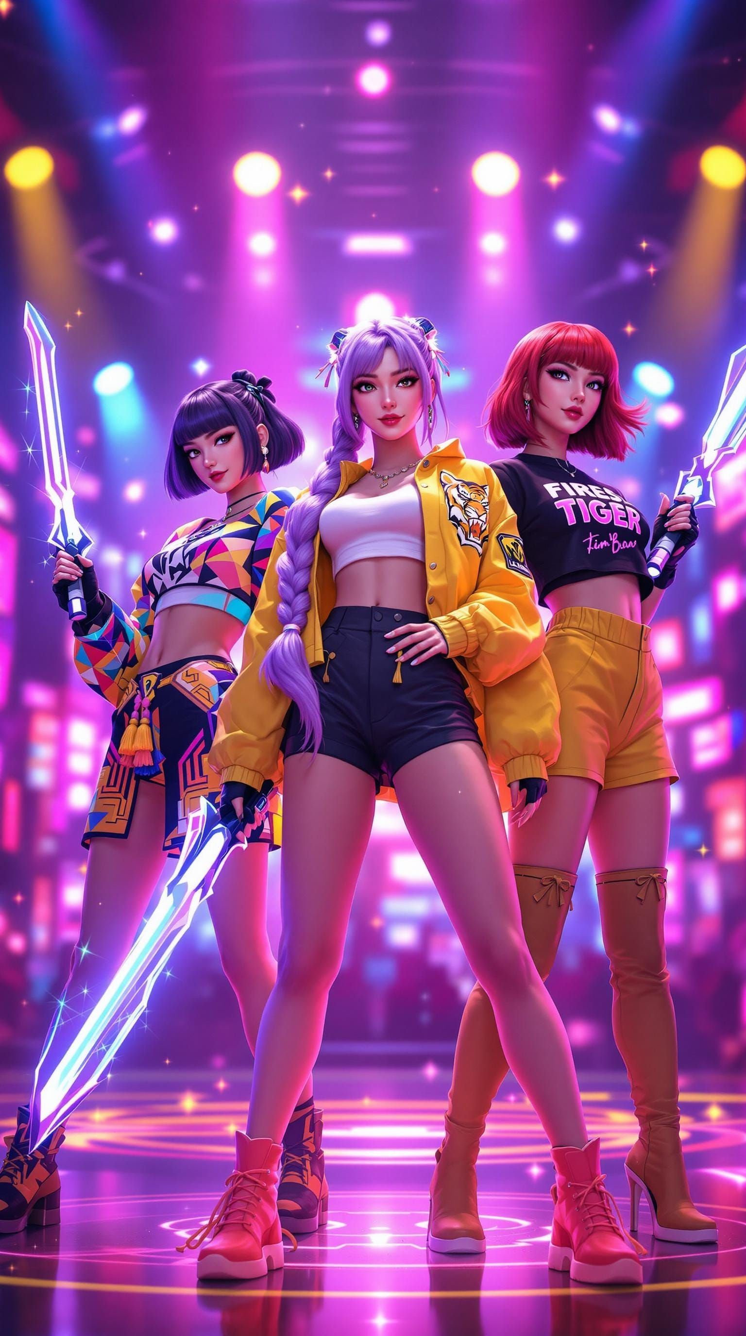K-Pop Idol Demon Hunters on Neon Stage