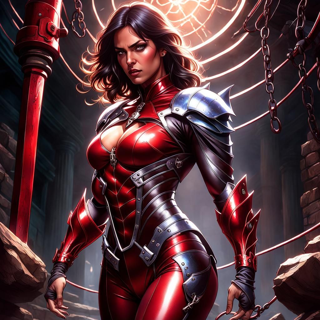 Captured Super Heroine in Dungeon: Detailed 8K Render