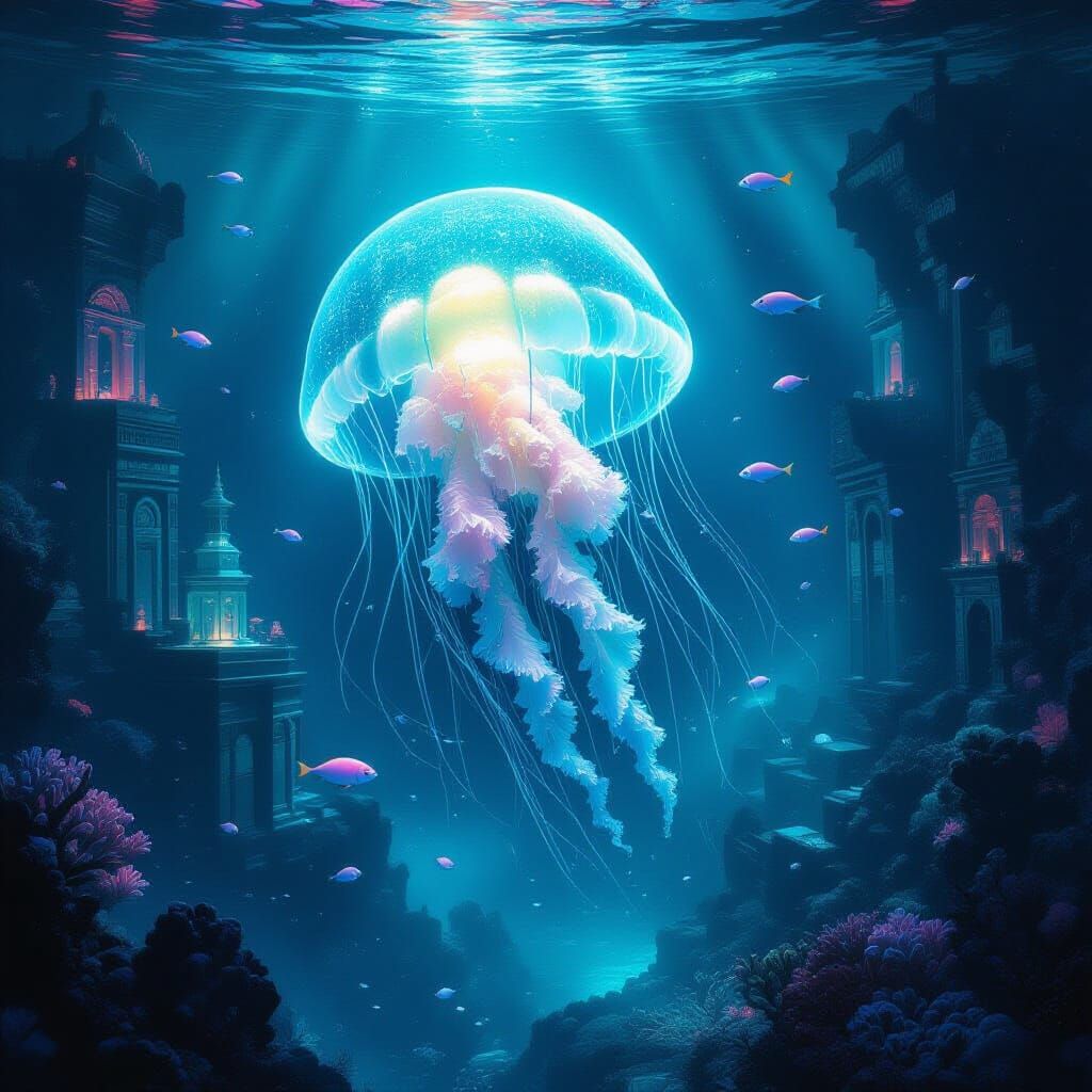 Bioluminescent Jellyfish Illuminates Lost City of Atlantis