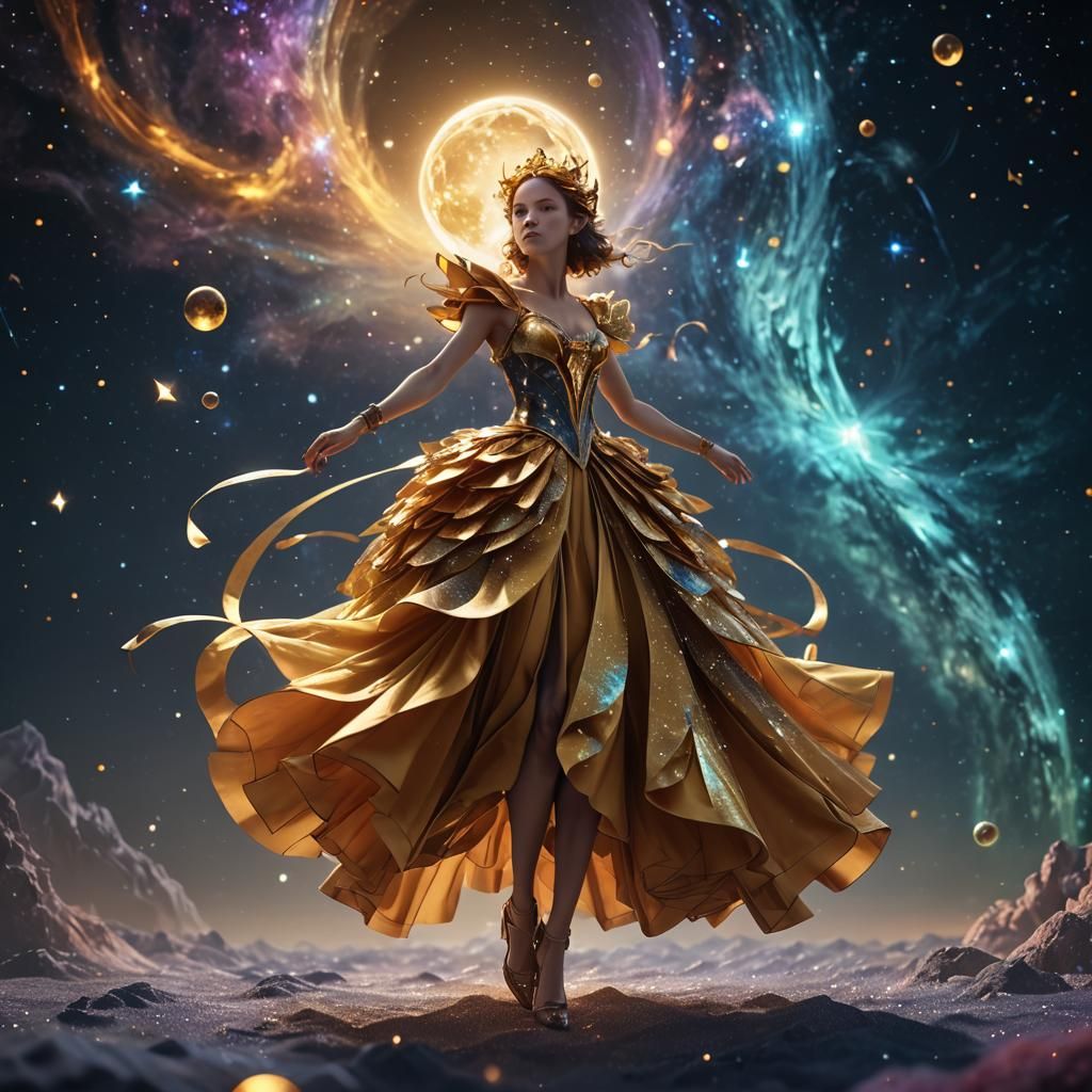 Cosmic Ballerina Dances in Nebula Glass