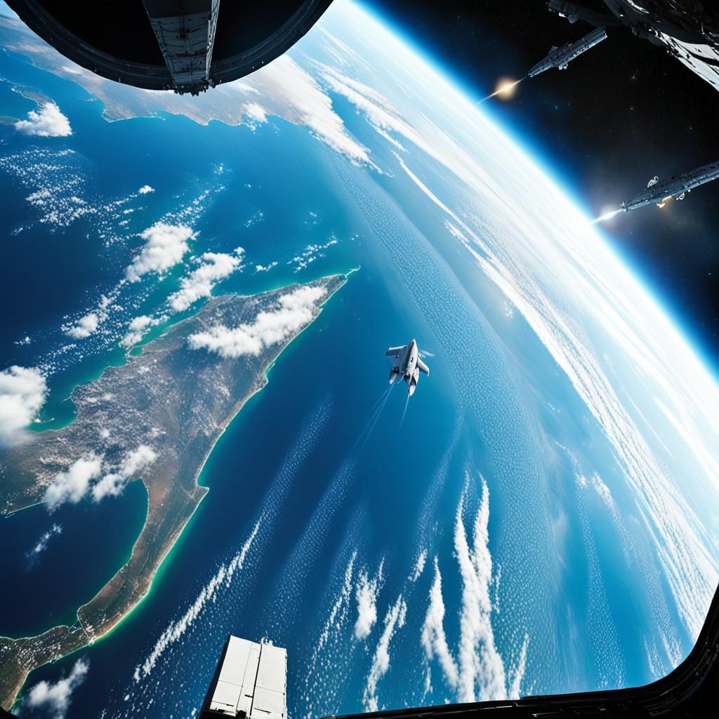 Earth Orbit View from Spaceship in a Music Video