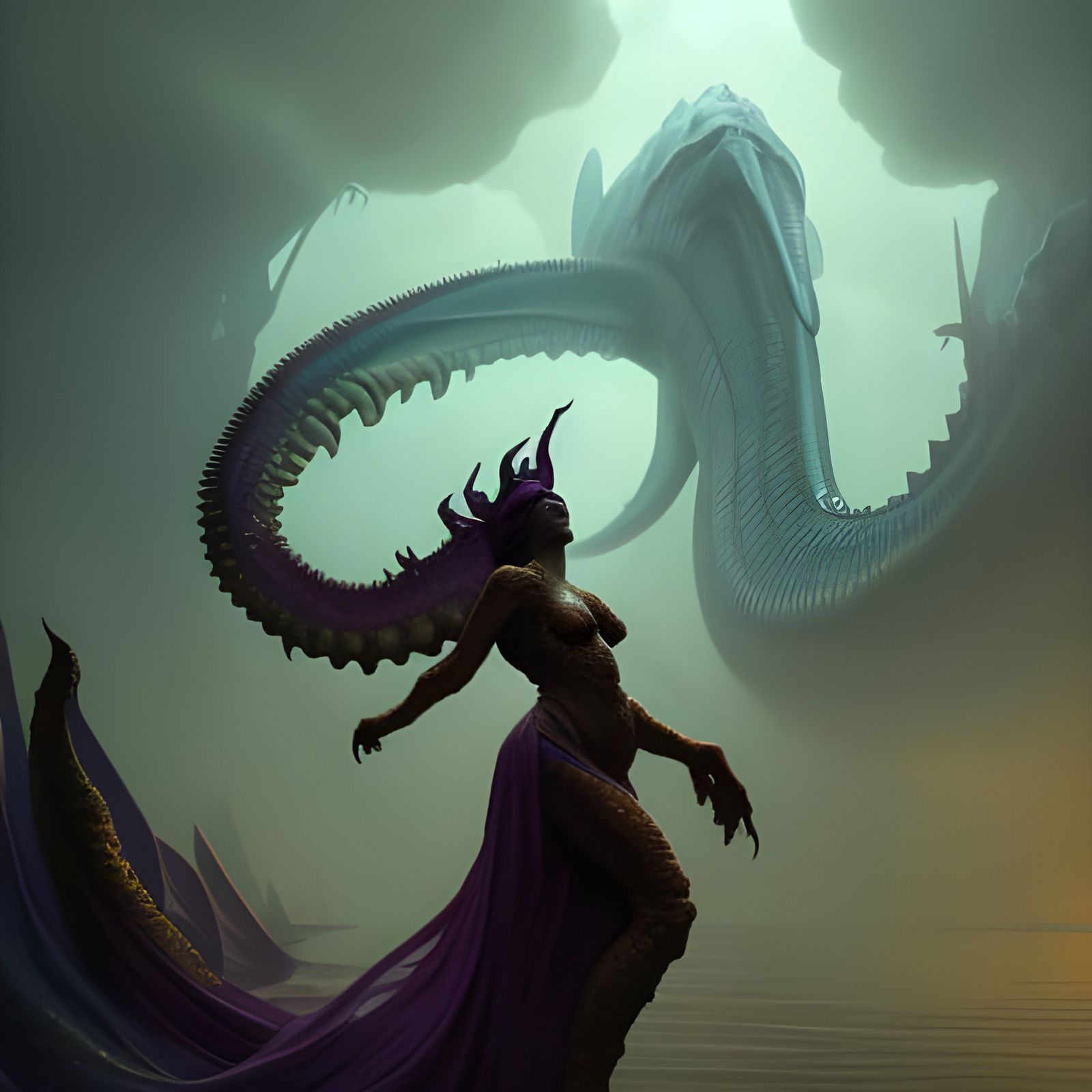 Leviathan Woman: Dark Fantasy Concept Art