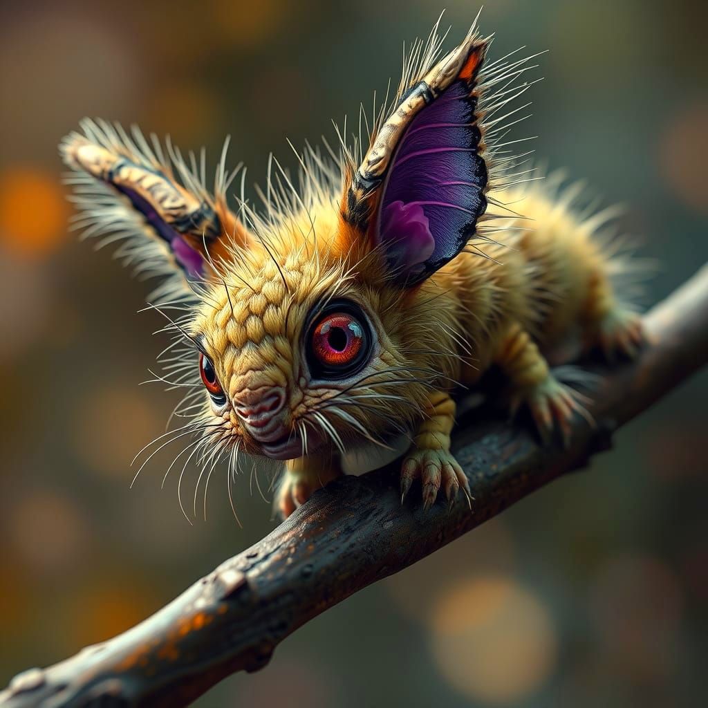 Elegant, Dreamcore Caterpillar Creature with Violet Eyes and...