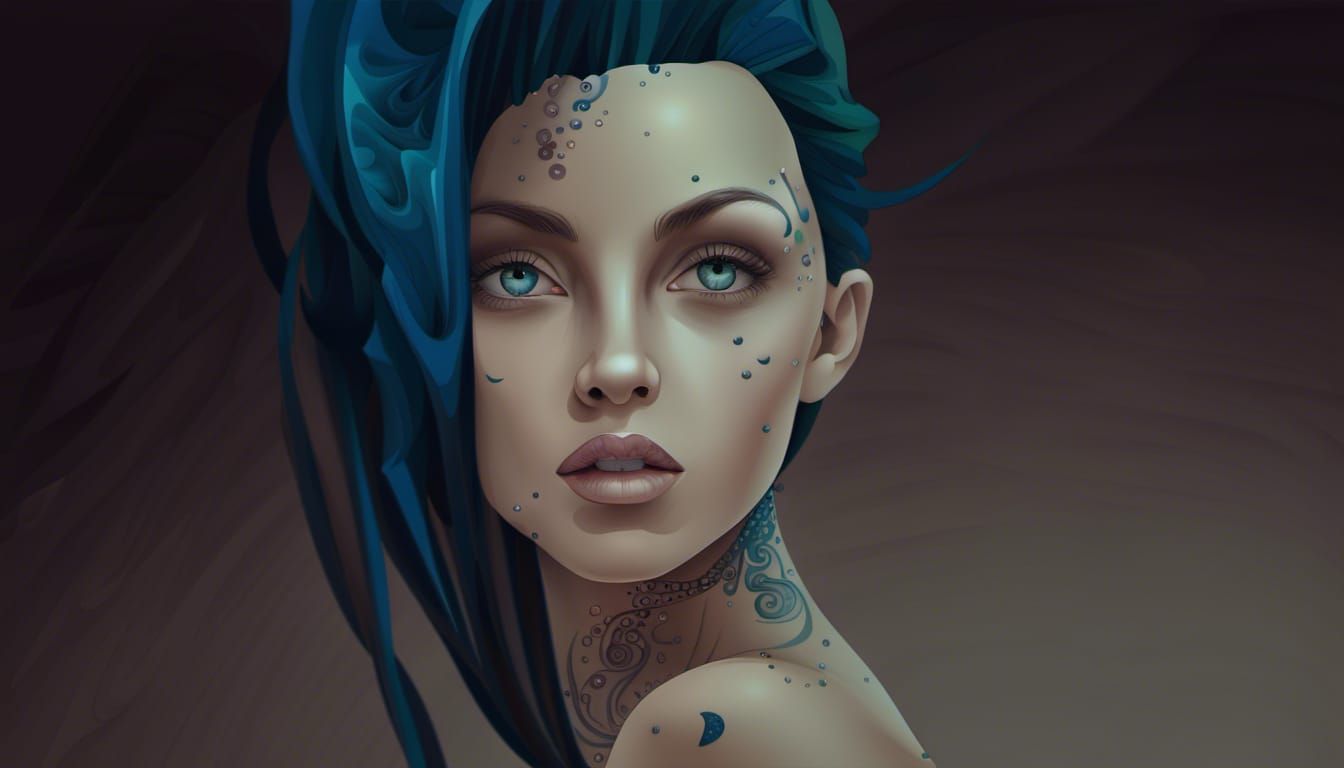 Jinx Hopeful Eyes: Abstract Vector Fractal Portrait