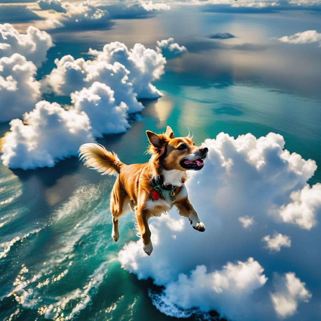 Dog Soars Above Ocean in Stunning Aerial Photograph