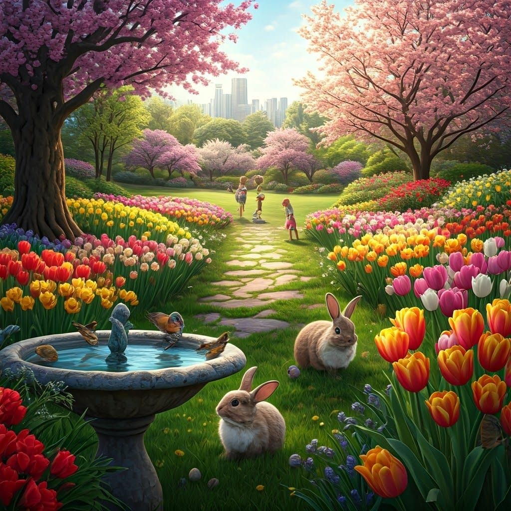 Vibrant Spring Park in Epic Cinematic Style