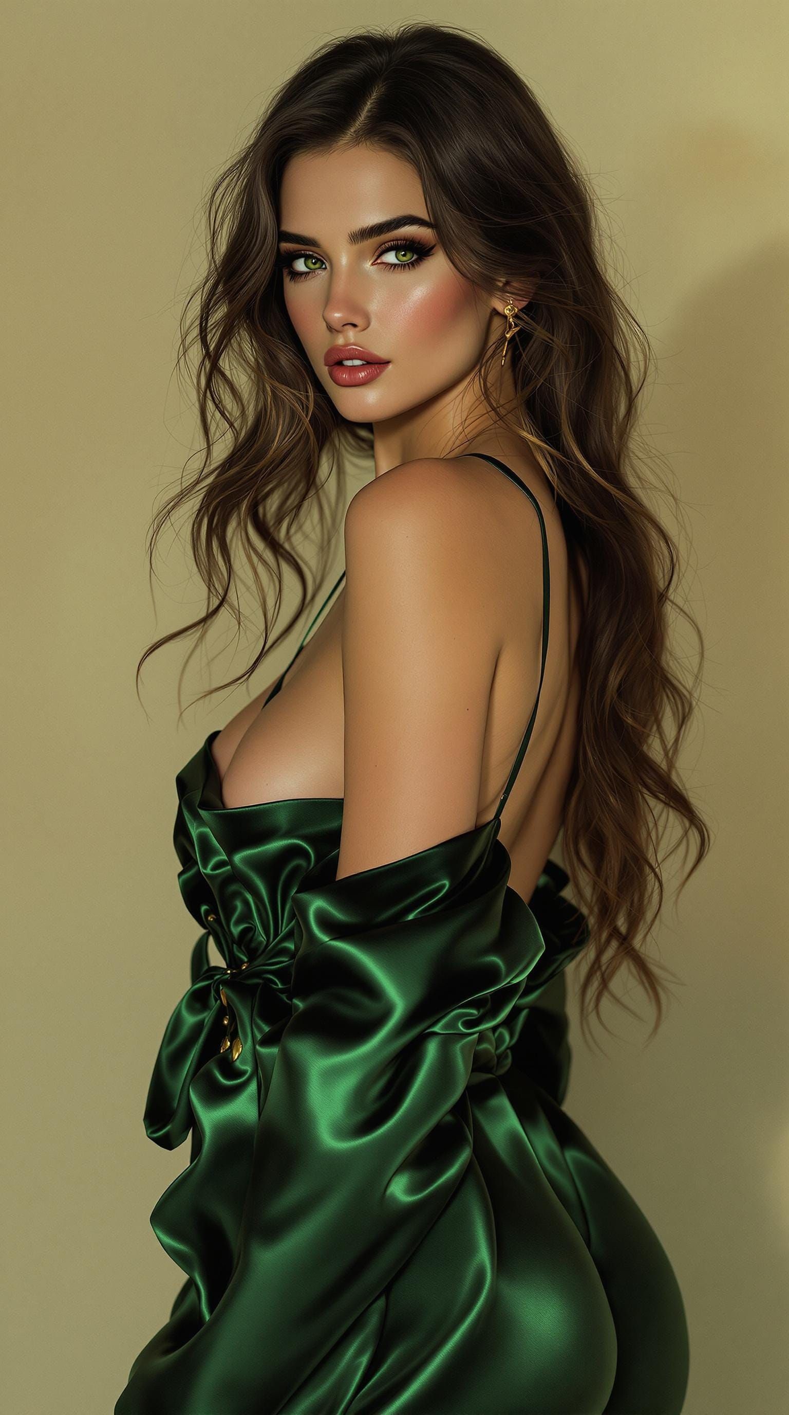 Elegant Irish Woman in Emerald Green Attire