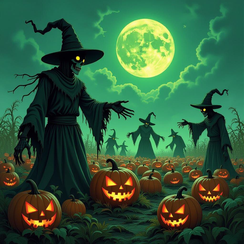 Nightmare Harvest Fest with Skeletal Scarecrows