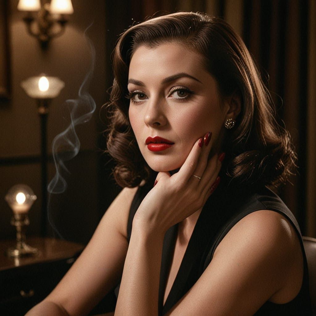 Sophisticated Old Hollywood Glamour in Film Noir Style